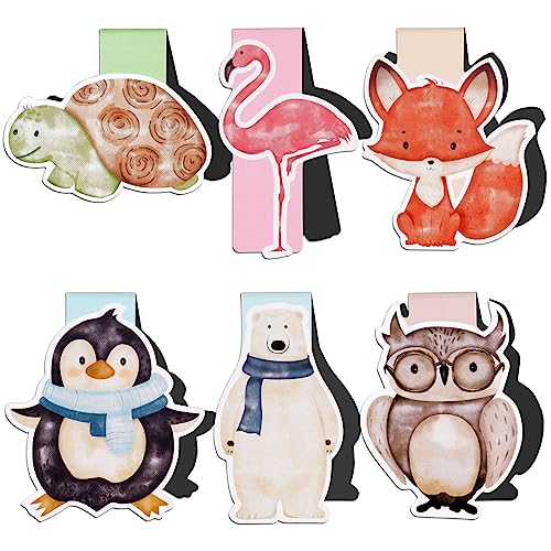 COLOFALLA 6 Stück Lesezeichen Magnetisch Tiere Kinder Magnetlesezeichen Geschenke zum Geburtstag Weihnachten Adventskalender Füllung für Kinder Schultüte Schüler Buchliebhaber Weihnachtsgeschenke