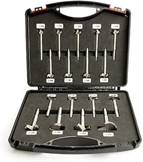 Hinrichs Forstnerbohrer Set 17 teilig im Koffer - Forstner Bohrer Set 15 bis 40 mm - für Verschiedene Arbeiten Holzbohrer Dübelbohrer Scharnierbohrer
