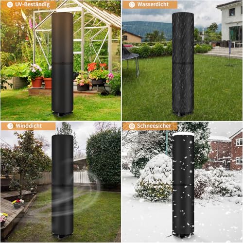 Dokon Solardusche Abdeckung Wasserdicht Winddicht UV-Beständiges Robustes Oxford-Gewebe Schutzhülle für Gartendusche, Außendusche, Pooldusche (245x30cm) - Schwarz