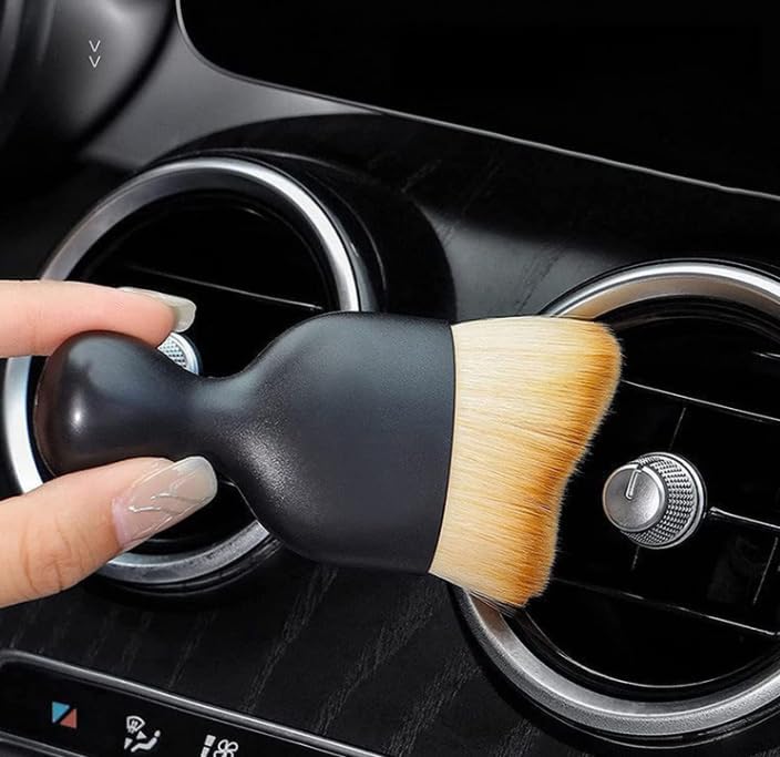 Miniatura 6 de 4 cepillos para detalles interiores de coche, cepillo suave para polvo interior, diseño curvado cepillo de detalles de coche para limpiar paneles,