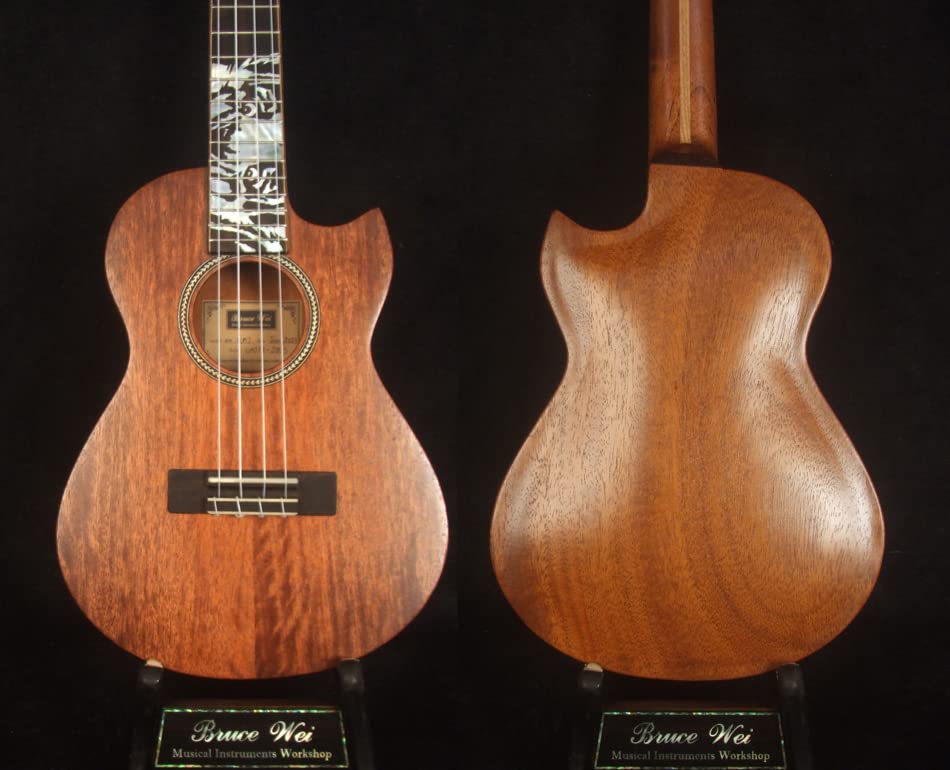 Bruce Wei Solid Mahogany ArchBack Tenor Ukulele, TIGER Inlay UAJ17-2005