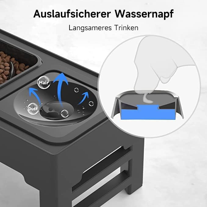 ELS PET Erhöhter Hundenapf: 2-in-1 Auslaufsicher Faltbarer Wassernapf & Edelstahl Napf mit 4 Höhenverstellbarer Napfständer für Große Mittelgroße Kleine Hunde & Haustiere zu Hause