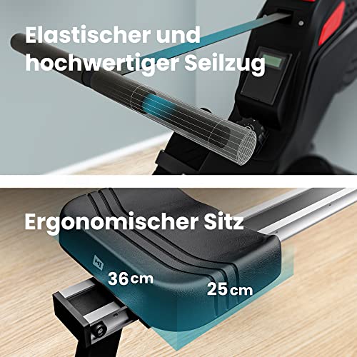 Hop-Sport HS-070R Luft-Rudergerät klappbar für zuhause - Rudermaschine mit Luft- & Magnetwiderstand, LCD-Display, bis… – Bild 5
