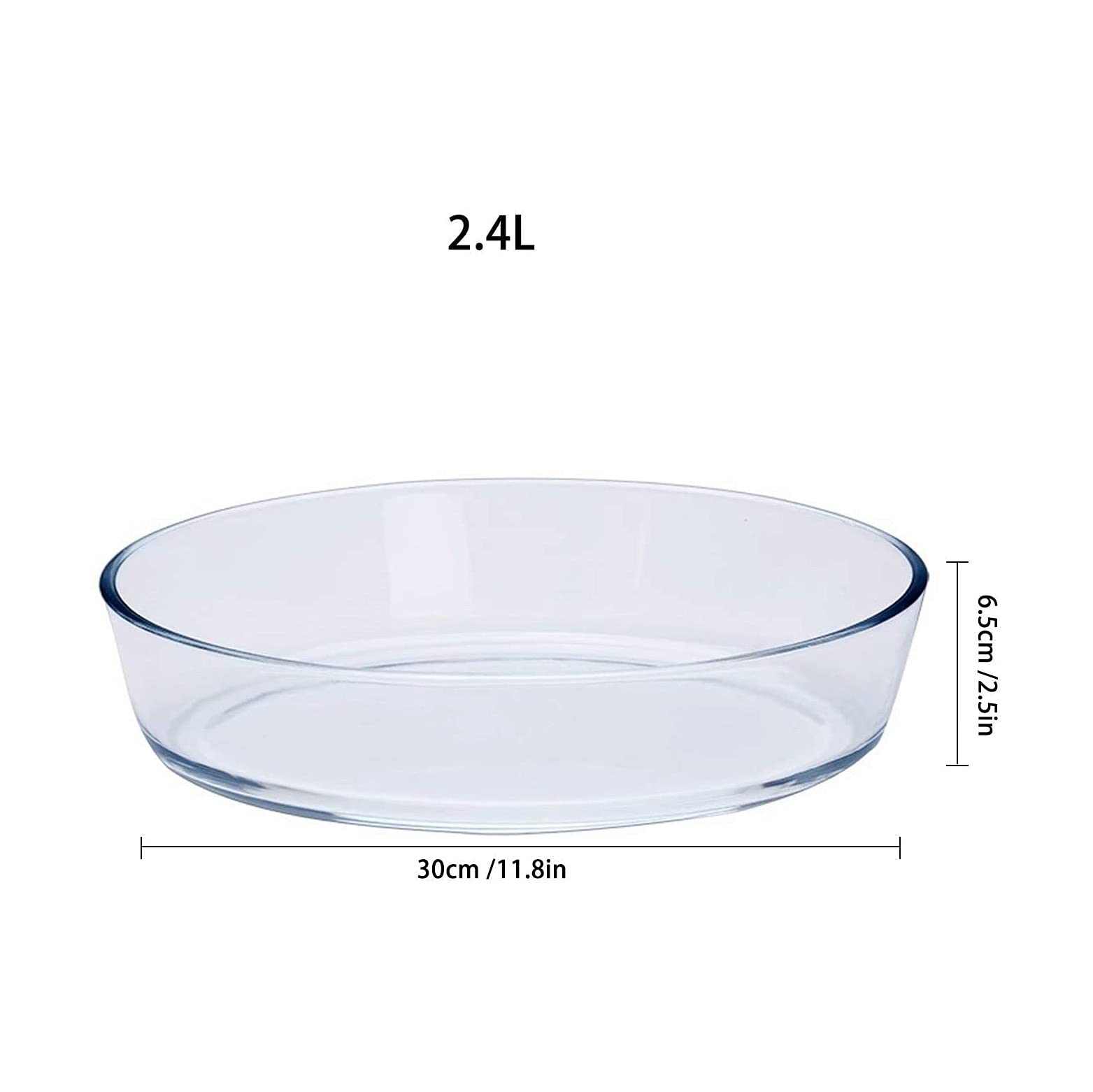 Molde Redondo de Vidrio para Hornear Tartas, Resistente al Calor, Transparente, para Pasteles, Tartas y flanes (Color A, 2,4 l)