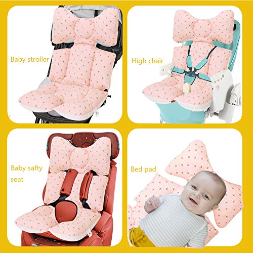 Miniatura 5 de Miracle Baby Cojín Carro Bebe,Colchoneta Silla Paseo Universal,Colchoneta Silla Paseo Transpirable 100 Algodón,Colchoneta Silla Bebe Uso De Doble Cara Para Bebe,70 38cm Cruz Rosa