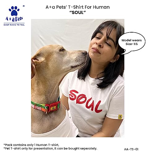 Image of A+a Pets' Graphic Printed T-Shirt Unisex | for Dog Cat Lovers | Casual Half Sleeve Round Neck T-Shirt | 100% Cotton (Soul)