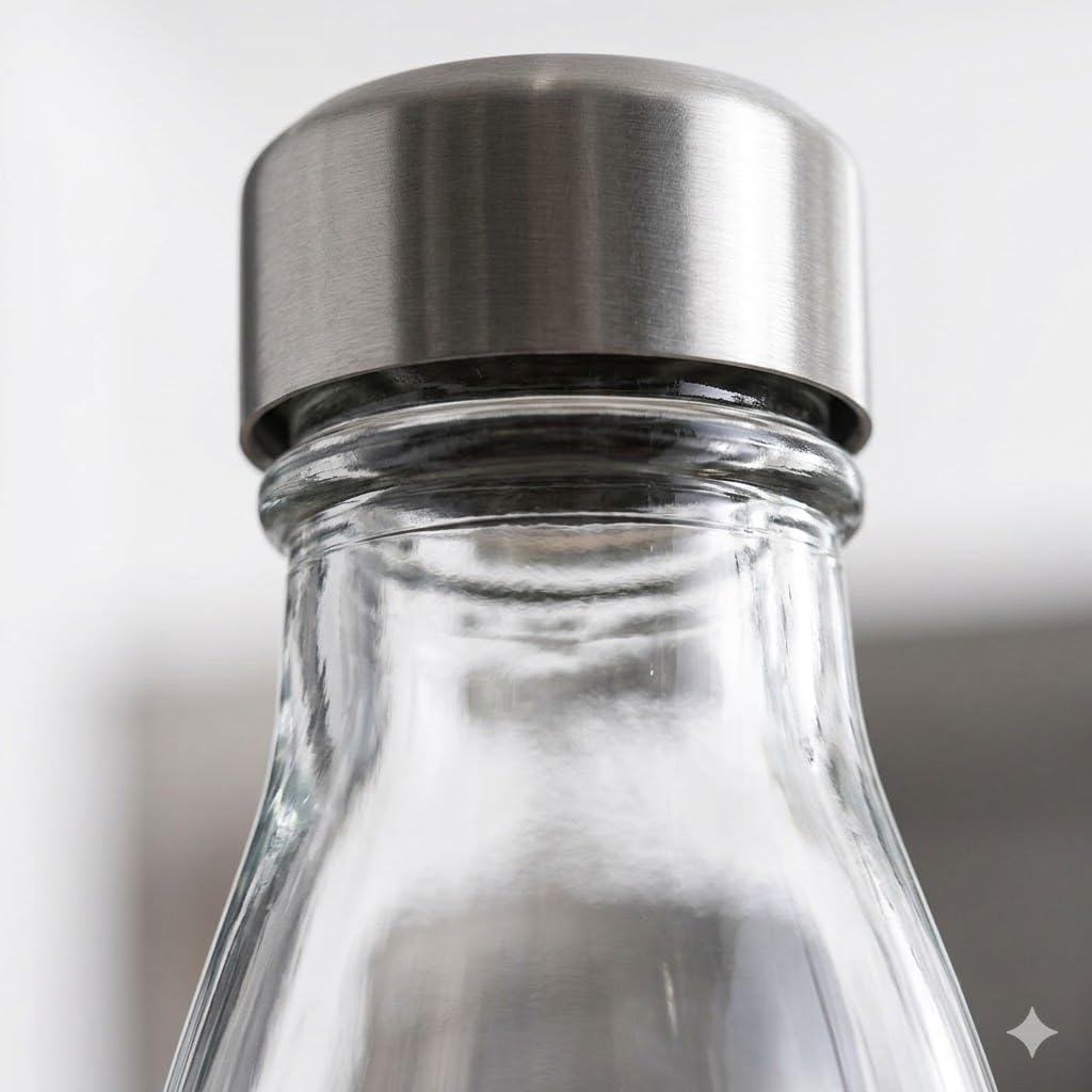 Bottiglia in vetro 1 litro con tappo a vite in acciaio per acqua o vino da tavola dispenser buffet bibite succhi per servire con eleganzaper uso quotidiano o professionale per hotel ristoranti
