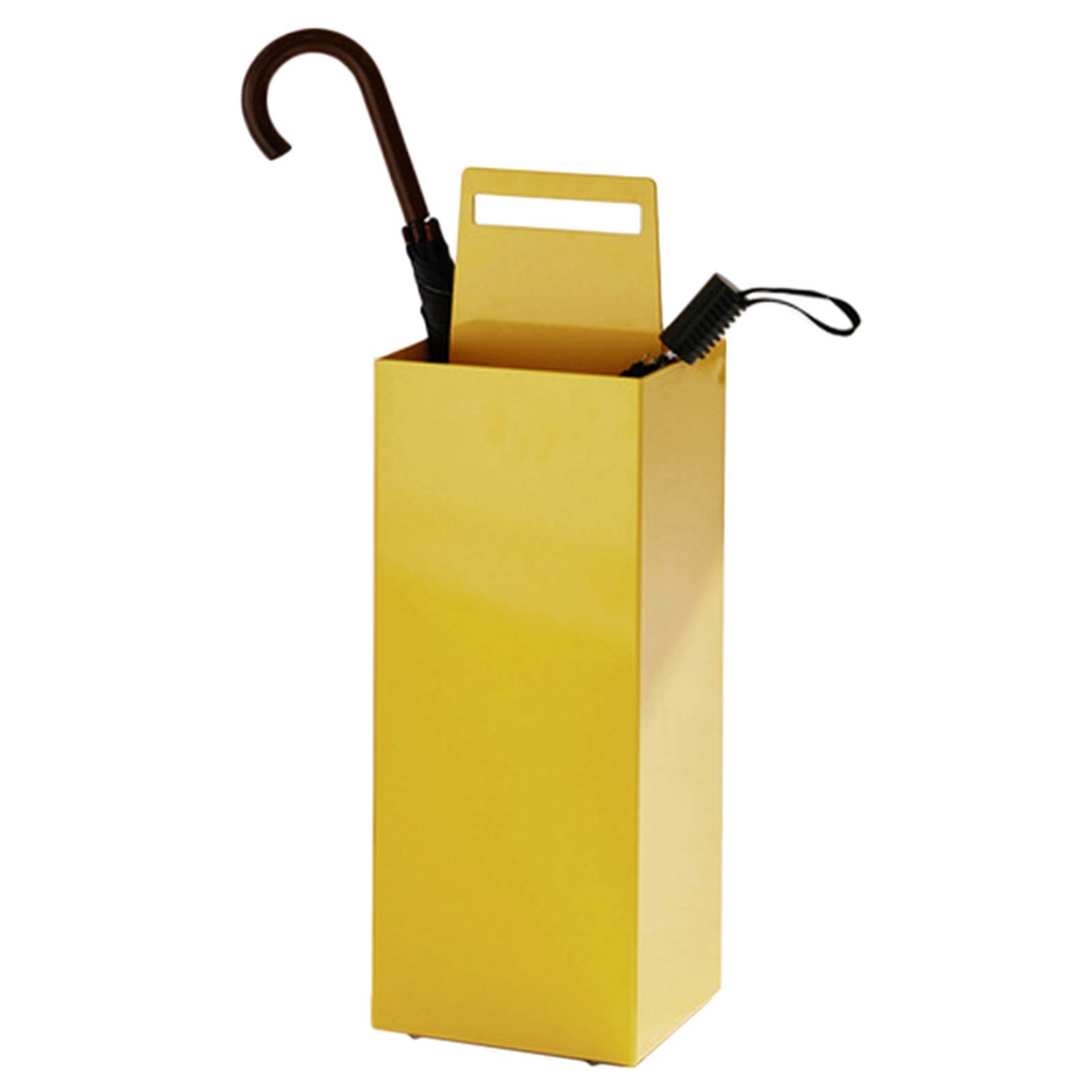 Porte-parapluie vertical en métal jaune au design contemporain épuré
