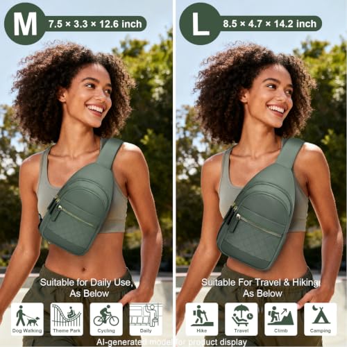 Image of Capolo Sling Bag for Women Men Waterproof Crossbody Bags for Women Trendy Casual Fanny Pack with Convertible Shoulder Strap Chest Bag for Travel Hiking(Green, Large)
