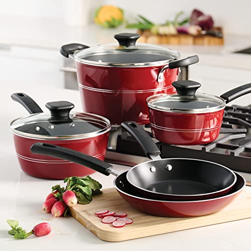Image of Tramontina Sicilia 8-Pc Non Stick Pots and Pans Set with Glass Lids