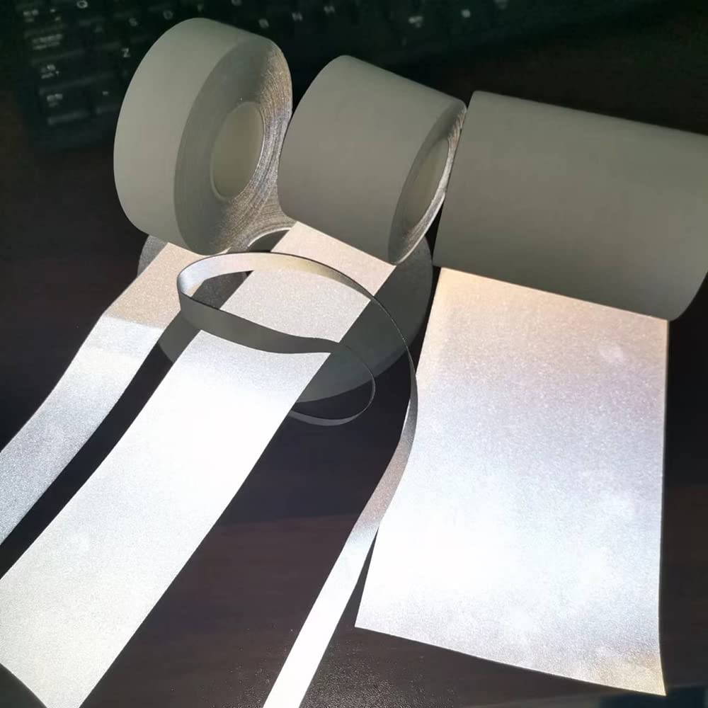 Tiras de cinta de tela reflectante plateada de alta visibilidad para coser (4 pulgadas x 10 yardas)