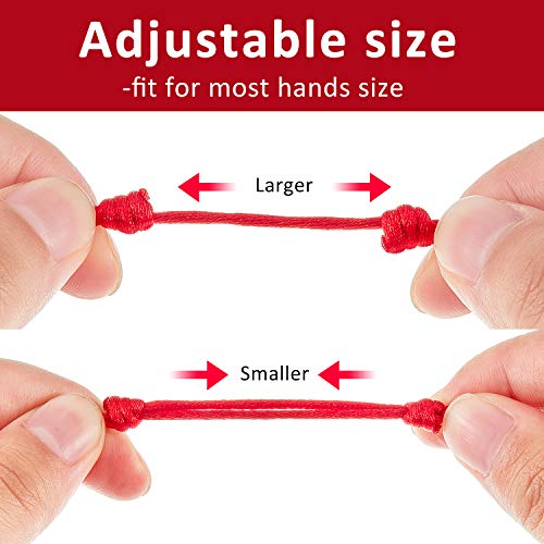 WILLBOND 6 Pieces Red String Bracelets Kabbalah Red Cord Bracelet for Protection Women Men Adjustable Amulet for Evil Eye and Good Luck Gift3