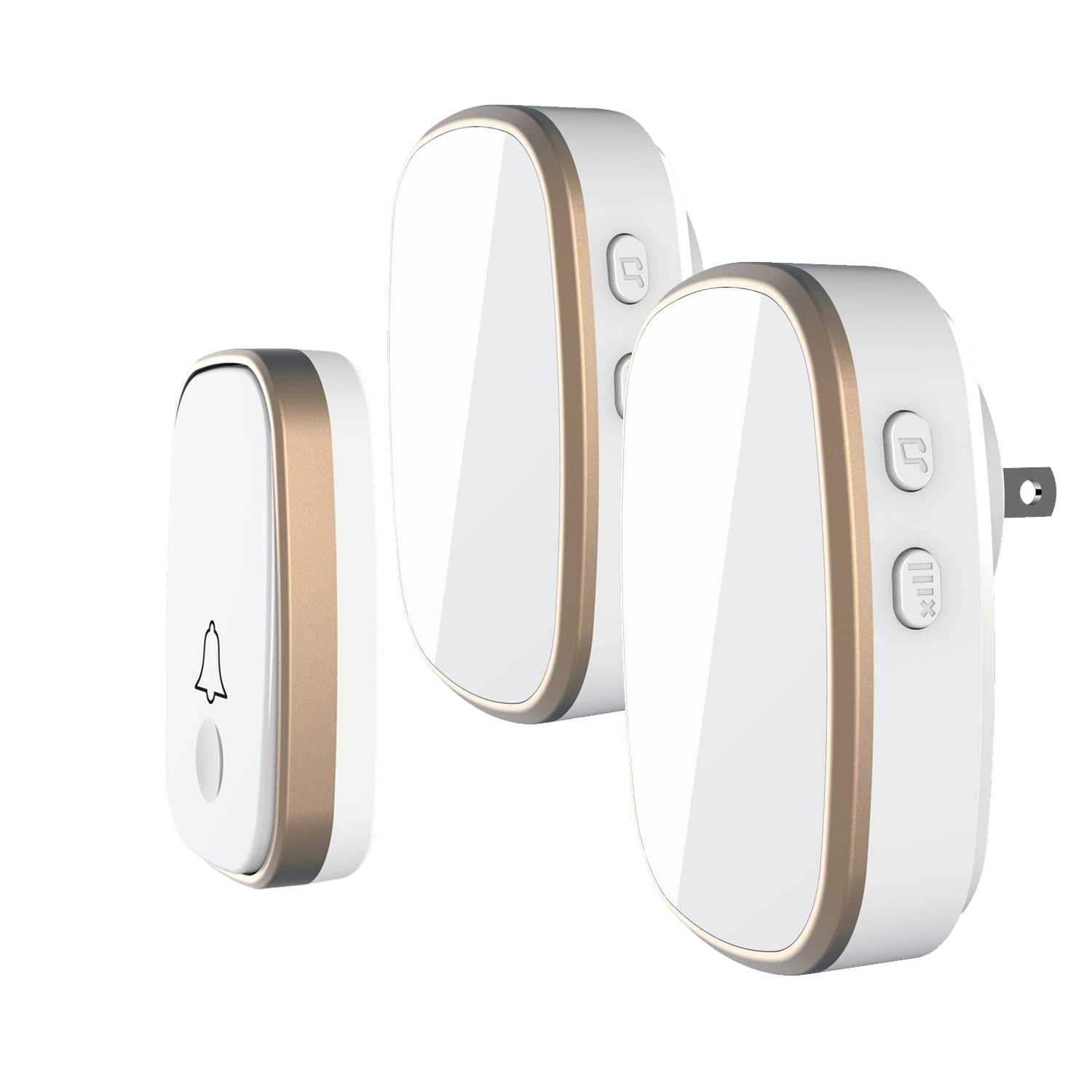 Wireless Doorbell by LUAMB 1,000ft Range Loud Enough with 5 Volume Levels and 52 Chimes LED Flashing,1 Push Button and 2 Receiver.