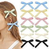 12PCS Small Hair Bows, Etercycle Beautiful Bow Hair Clips Satin Ribbon Hair Accessories, Cute BowKnot Barrettes Alligator Clips Hair Bow for Women