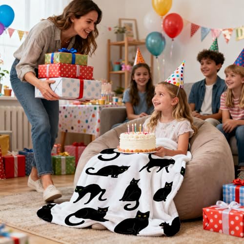 Black Cat Blanket Halloween Black Cat Gifts for Girls Pet Blankets - image 8