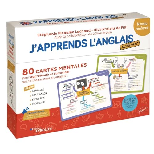 J'apprends l'anglais autrement - Niveau renforcé: 80 CARTES MENTALES pour