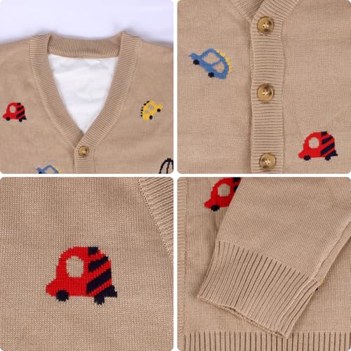 Little Boys Girls Car Cardigan Sweater Boys Long Sleeve Knit V-Neck Outerwear 2-6 Y Jacket Tops for Fall Winter2