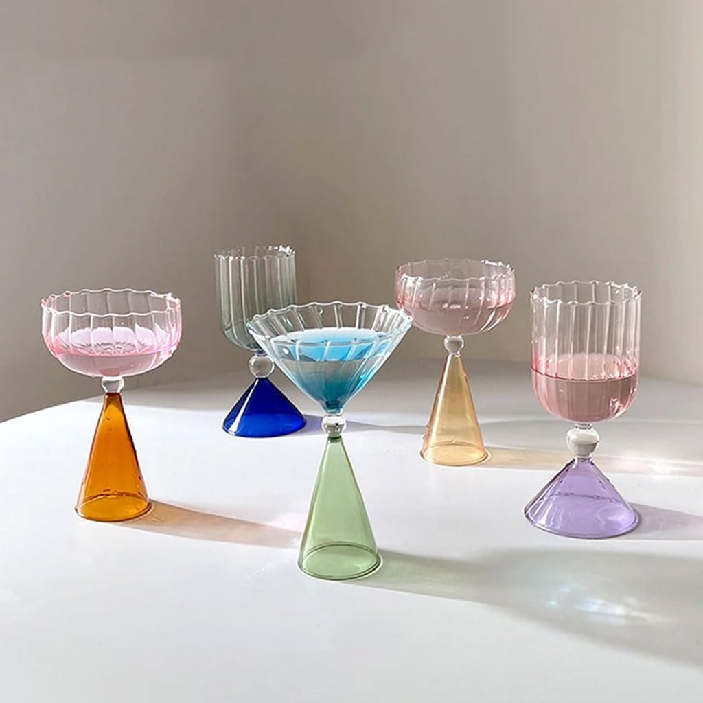 Wine Cups Irregular Cocktail Wine Glass Gradient Glass Modern Wine Gladses Wine Glasses Hand Blown Juice Cup 150ml/ 220ml/ 250ml