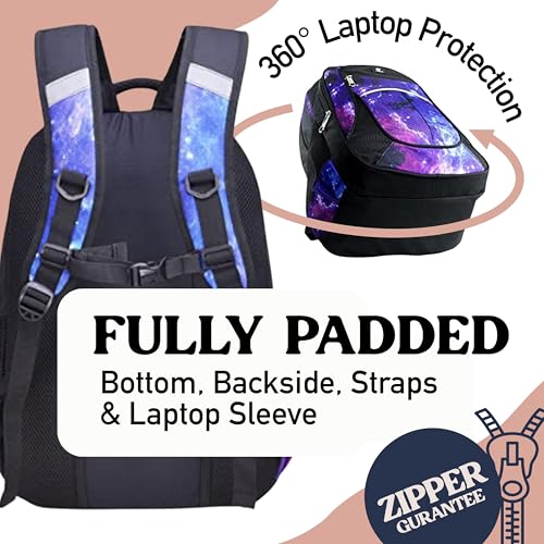 Fenrici Galaxy Backpack for Girls, Boys, Kids, Teens, 18" Durable Book Bags for Kindergarten, Elementary, Middle School Students, Standard Large Size 6