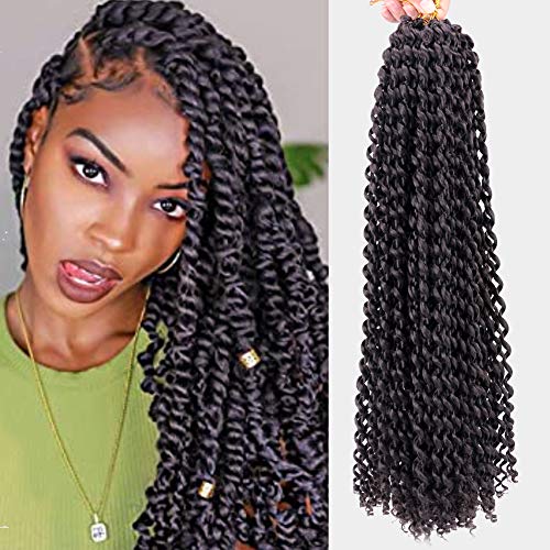 6 Packs Passion Twist Braiding Hair for Butterfly Locs Natural Black Water Wave Crochet Passion Twist Hair for Black Women 18 Inch Long Bohemian Braids Synthetic Crochet Hair