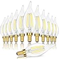 E12 Candelabra LED Light Bulbs, Dimmable 40 Watt Equivalent 5000K Bright Daylight White Candle Bulbs, 4W 460 LM Decorative CA10 Filament Chandelier Lamp Base for Bedroom Living Room Office, 12-Pack