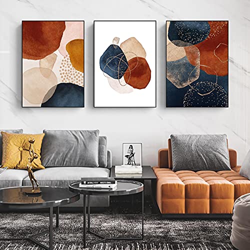 Affiche créative géométrique et peinture moderne grand format 3pcs pour mur de salon