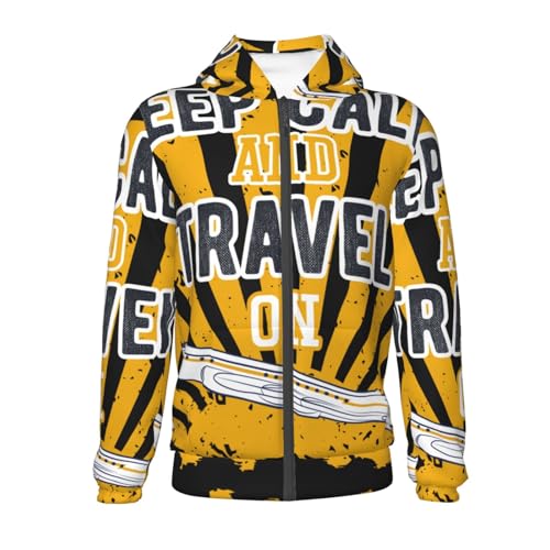 Keep Calm and Travel On Kids Pullover Hoodies Boys Zip Up Sweatshirts Girls Athletic Clothes with Pocket2