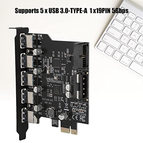 Tarjeta de Expansión PCI E a USB 3.0 de 5 Puertos compatible con Windows 10 8 7 4