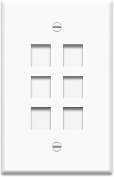 Legrand - OnQ 6 Port Oversized Wall Plate, Single Gang, High-Impact, Flame Retardant Plastic, Easily Covers Drywall, White, WP3306WH