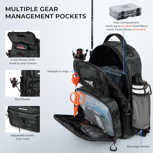 Image of KastKing BaitSpace Fishing Sling Bag, Fishing Backpack with Rod Holder