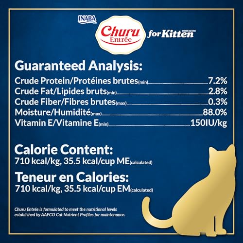 Image of INABA Churu Entree Pate for Kittens, Grain-Free, High Moisture, Prebiotic Wet Cat Food, 1.76oz. per Pouch, 6 Pouches, Chicken Recipe with Tuna