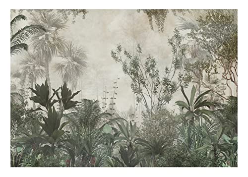 Papel Pintado Selva Plantas Tropical Hojas Botánica Vintage - Incluye Pegamento - Fotomurales Pared Tejido No Tejido Decorativos Murales Fotográfico XXL Moderno Decoración de Paredes (368x254 cm)
