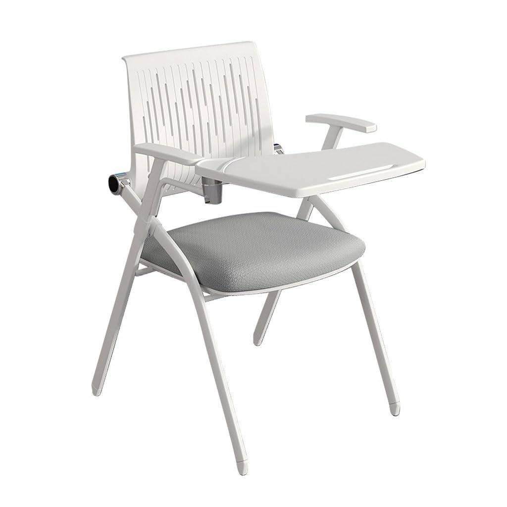 MYUYEE Student Chair With Desk Attached,Folding Chair With Right Handed Tablet Arm,Office Training Chair With Writing Board,Conference Room Chair Desk Chair (/Grey)
