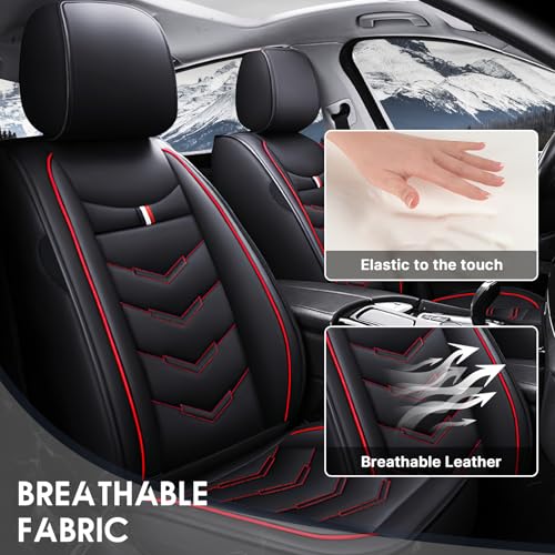 Front Seat Cover for Porsche Macan 2015-2026, Waterproof Durable Premium Leather Car Seat Protector, Comfortable Anti-Slip Stylish Sport Seat Cover(2 Seats Standard,Black Red) - Image 3