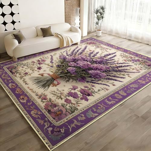 Tapete Lavanda Floral Estilo Francés 4x6 ft Rectangular miniatura 7