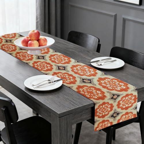 Image of Nuxovilar Retro Geometric Table Runner Flax 13x72 in