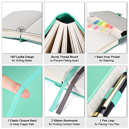 Image of 5 Pack College Ruled Notebook Bulk, A5, 312 Numbered Page Thick Journal Set | Cost-Effective 5 Pack 1600 Pages Total, 100gsm No Bleed Paper, Leather Hardcover, Lay-Flat, for Writing, Work, Employee Gifts