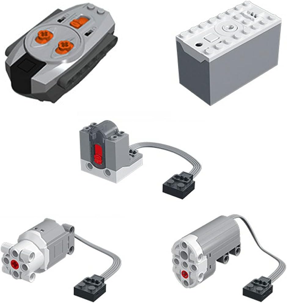 AIWEIYER Technic Power Functions Motor Set,5Pcs Remote Control Kit Motor Power Modification Accessories Building Set Compatible with Technic