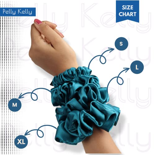 Image of Satin Scrunchies Hair Bands for Women | No-Damage Elastic Hair Ties for Ponytails & Buns | Fluffy & Stylish Rubber Bands | Large Size | Pack of 5