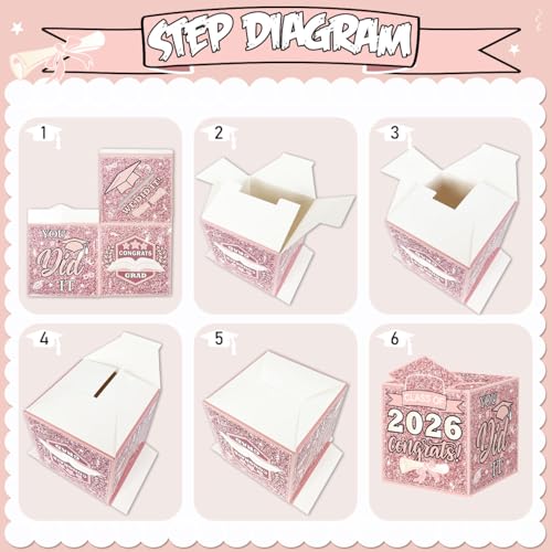 Image of Pink 2026 Graduation Party Decorations Congrats Grad Card Box