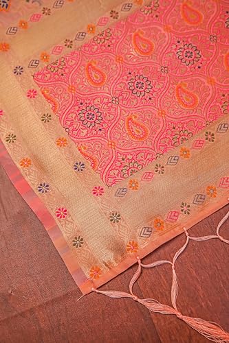 Image of DEVANGI Women's Woven Banarasi Silk Dupatta /Chunni For Women, Floral Print 1 Meter Wide and 2.3 Meter Length Printed Designer Dupatta /Chunni For Girls