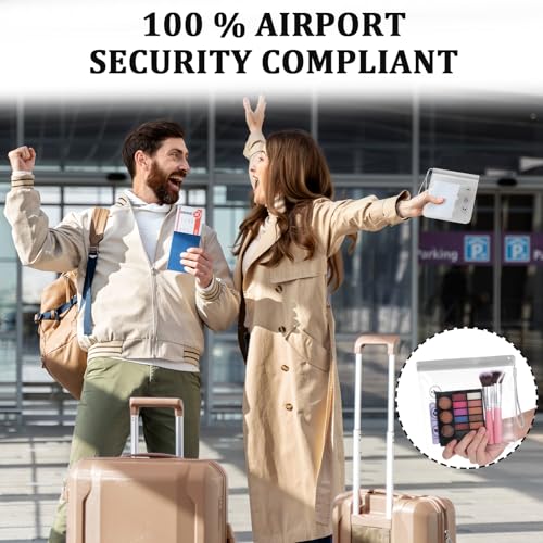 cobee 8 Pack TSA Approved Clear Toiletry Bags, Quart Size Carry on Airport Airline Compliant Travel Bag Makeup Cosmetic Bag Organizer Leak-Proof Airport Security Bag for Liquids, Cosmetics (Gray)2