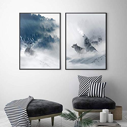 Toile loup et montagnes enneigées créez un salon cocooning au design nordique épuré