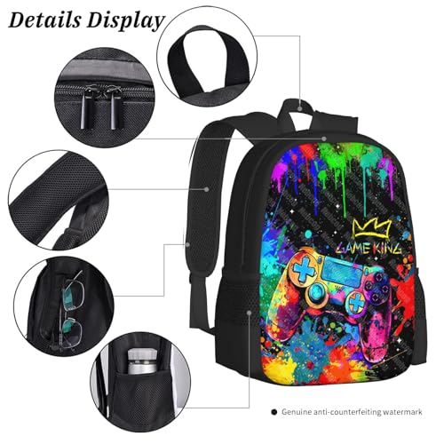 Cool School Backpack for Boys Gamer Boys Backpack For Children Teens Elementary Middle School Kids Bookbag Students Bag for Ages 6-12 Travel Back Pack Waterproof Lightweight 17 Inches3