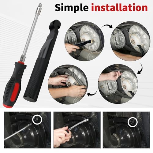 Image of Belt Changing Removal Tools Kit Compatible with Polaris 800 900 S 1000 XP XP4 General 1000, Clutch Cover Removal Tool with Flexible Driver Reversible Sockets 5mm-13mm, Black