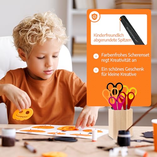 Scherenpalast Kinderscheren-Set (5 Stück, 13 cm) – sichere Bastelscheren mit abgerundeter Spitze & 5 cm Lineal – für Kinder ab 3 Jahren, Schule & Basteln – ideal zum Schulstart & 1. Klasse