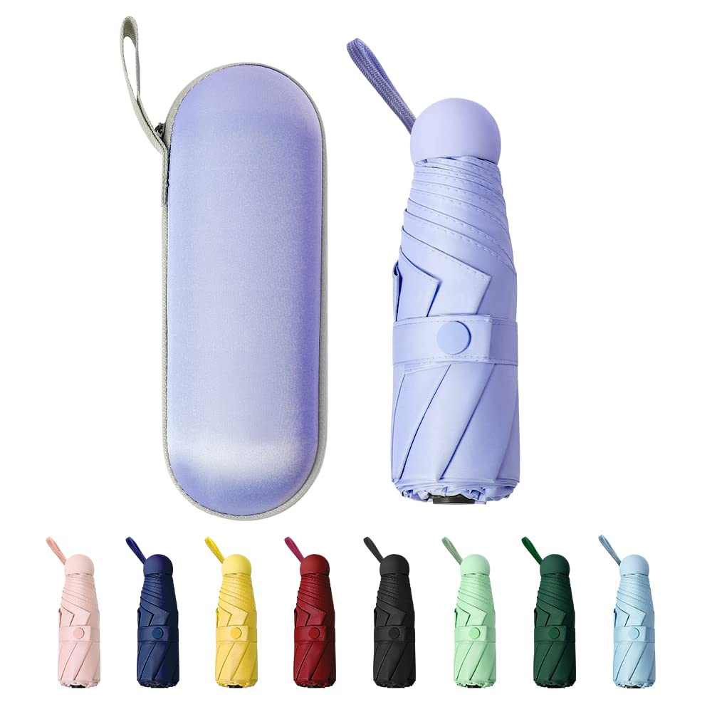 TIME LOVER Mini Windproof Folding Travel Umbrella, Sun & Rain Umbrellas, Compact Portable for Women Men Multiple Colors