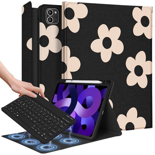 Funda para iPad Air 11 2024 con teclado y soporte para lápiz diseño floral