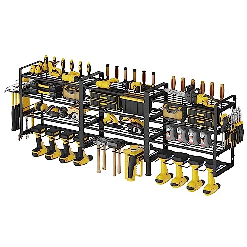 AcornFort W-17 4 Etagen Metall Heavy Duty Garage Werkzeug Werkstatt Schuppen Rack Organizer mit 4 zusätzlichen zusätzlichen Bohrhaltern (4 Etagen, 120...