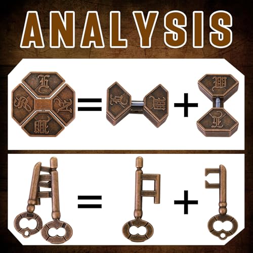 Image of 2-4Pcs Metal Puzzles, 3D Puzzles Brain Teaser Set, IQ Logic Mind Game, Fun Indoor and Outdoor Activity for Teens, Family and School Events (2pcs(Brown))
